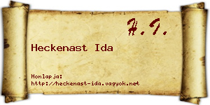 Heckenast Ida névjegykártya